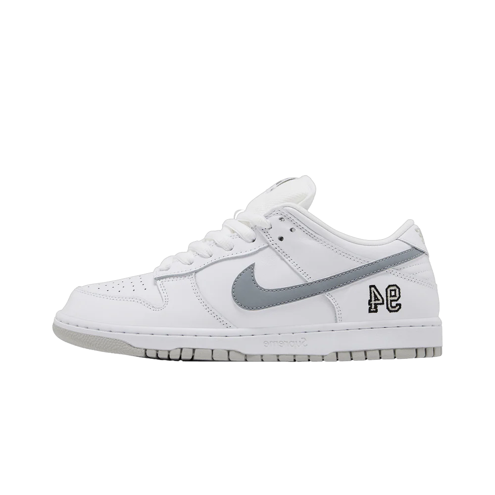 Nike SB Dunk Low Supreme 94 White Metallic Silver