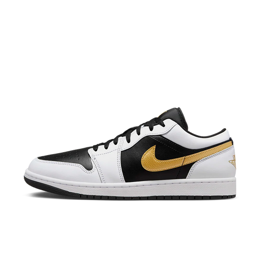 Air Jordan 1 Low White Black Metallic Gold Swoosh