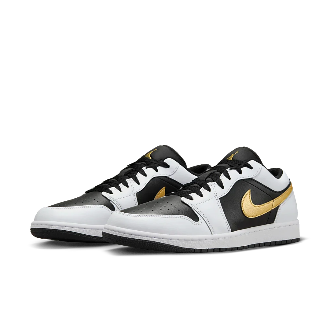 Air Jordan 1 Low White Black Metallic Gold Swoosh