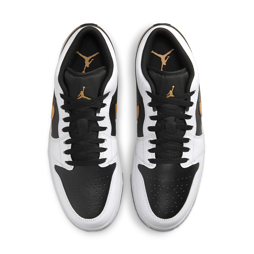 Air Jordan 1 Low White Black Metallic Gold Swoosh